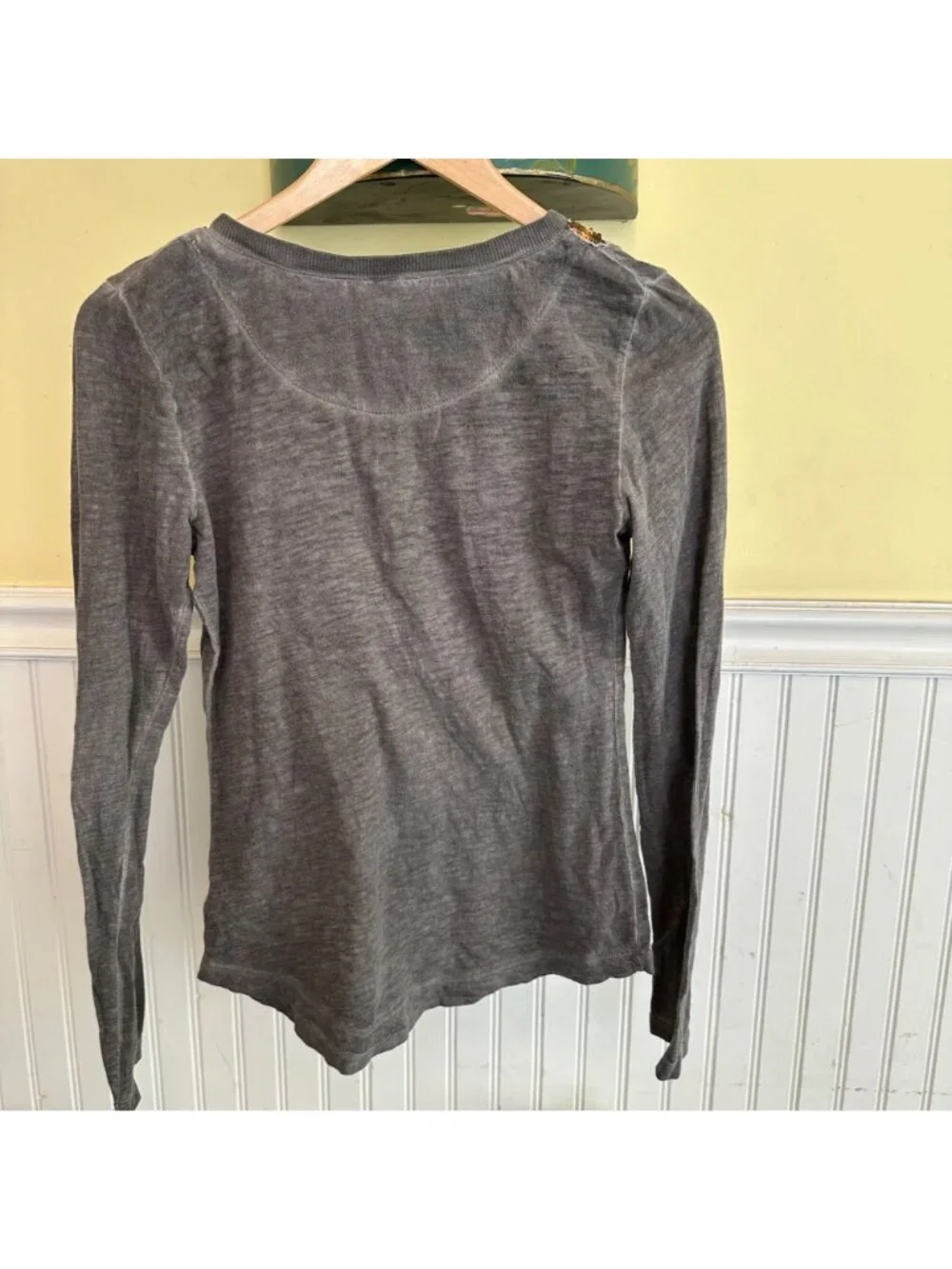 Free People Gray Long Sleeve Sequin Button-Down Womens Top